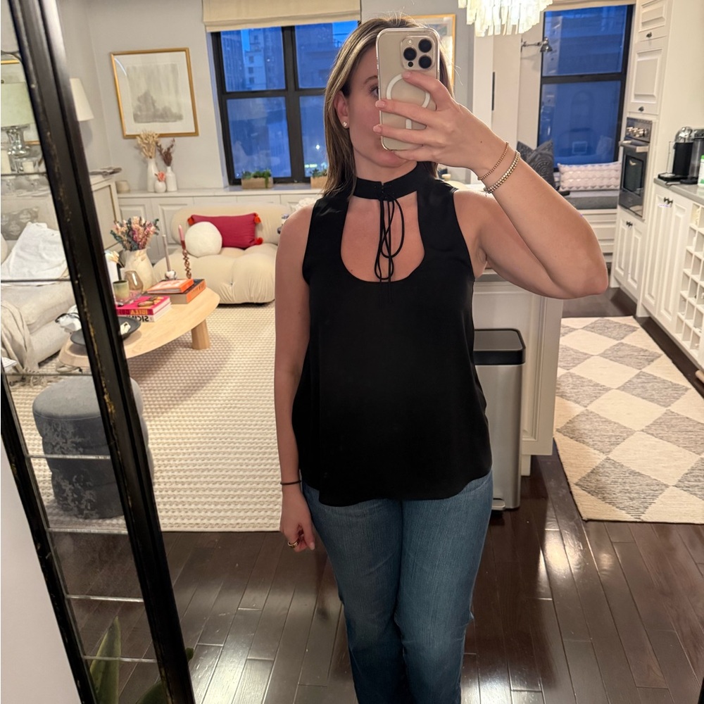 Amanda Uprichard Choker Neck Black Sleeveless Top